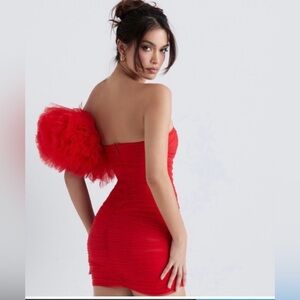 House of CB Noelle Scarlet Ruffle Sleeve Dress